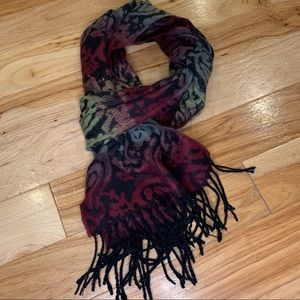 100% Cashmere Fringe Scarf Paisley Multi Colored